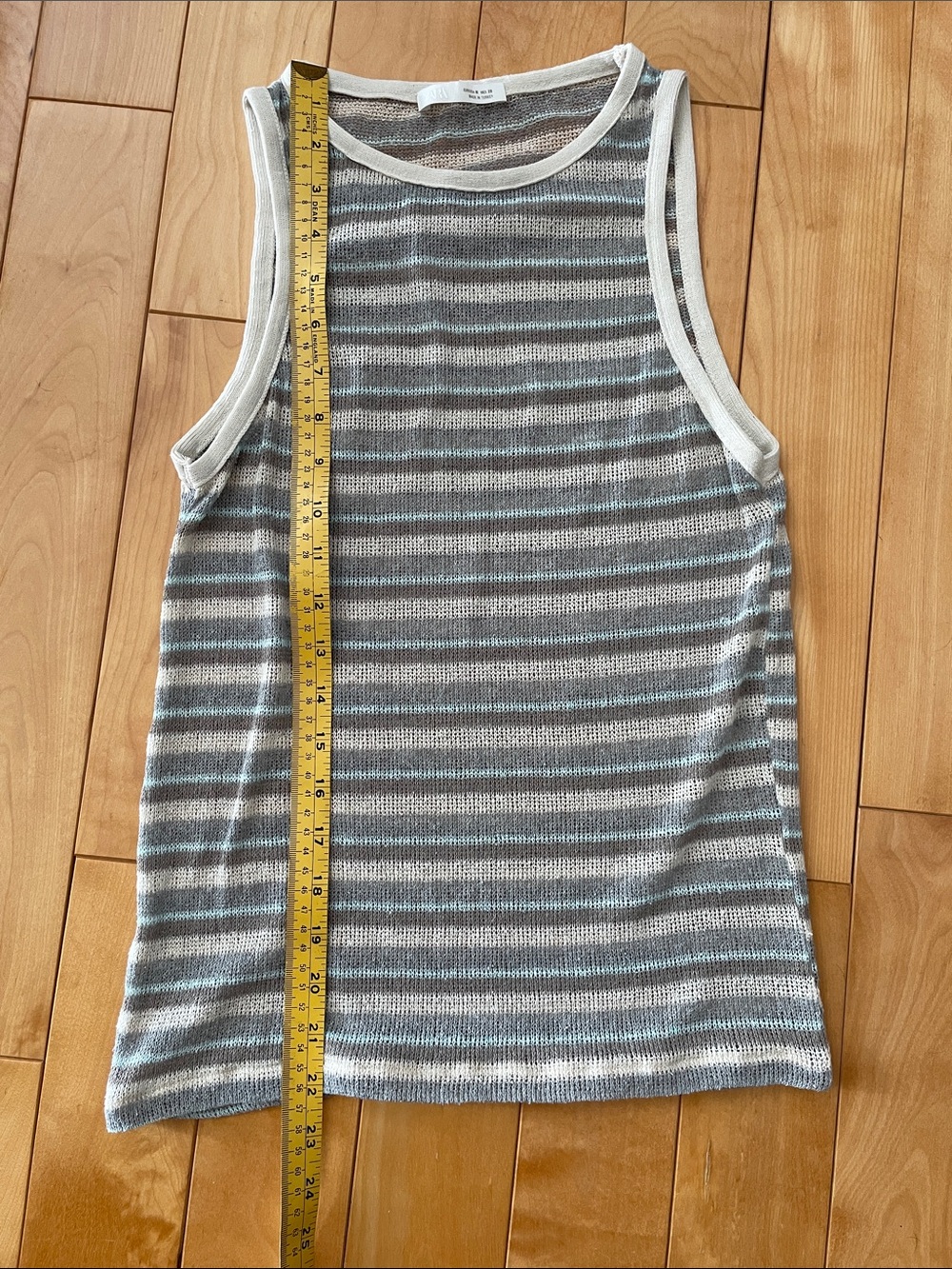 M. Alluring Striped Knit Tank and Skirt Set in Cream , Grey and Blue - Picture 9 of 13